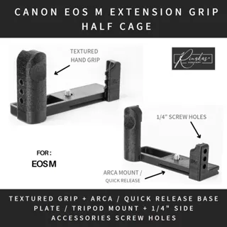 Extension Grip Case Canon EOS M EOS M100 Half Rig Cage With 1/4 Inch Acessory Screw Holes for Smallrig Accessories Arca Interface Custom Case Casing EOS M Base Plate Quick Release Tripod Case Vertical Portrait Shoot RINGKAS CONCEPT