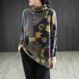 Tarina Sweater - Premium Oversized Sweater Motif Retro Fashion Terbaru