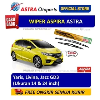 Wiper Blade ASPIRA: Nissan Livina, Honda Jazz (2008-2012) (ukuran 14 dan 24 inch)