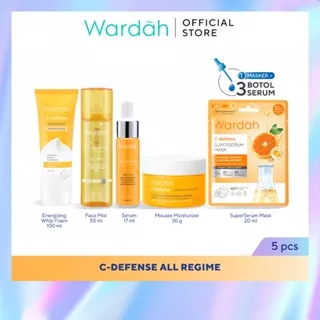 Wardah C-Defense Paket Lengkap - Antioksidan Healthy Glow (Serum, Face Mist, Mousse Moisturizer, Facial Wash, Sheet Mask)