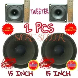 PROMO SPEAKER 2PCS 15 INCH + 2PCS TWEETER MTECH ORIGINAL ELSOUND FULL RANGE BLACK SERIES