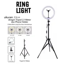 Paket Komplit Ring Light 33cm + Tripod 2.1 Meter Lampu Selfie LED Live Tiktok RingLight