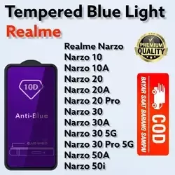 TEMPERED GLASS ANTI BLUE LIGHT ANTI RADIASI FULL LEM REALME NARZO 10 / 10A / 20 / 20A / 20 PRO / 30 / 30A / 30 5G / 30 PRO 5G / 50A / 50i / Narzo / 50A Prime