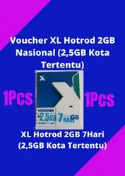 Voucher Kuota XL Hotrod 2GB 7Hari Nasional atau 2,5GB Kota Tertentu