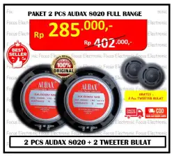 SPEAKER AUDAX 8 INCH AUDAX 8020 FULL RANGE PAKET SEPASANG 2 PCS GRATIS TWEETER SPEAKER ORIGINAL