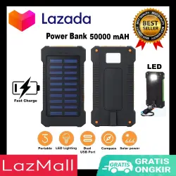 (PROMO BULAN INI!!!) PowerBank Solar 50000 mAH / Power Bank Tenaga Surya Multifungsi Portabel Berkapasitas Besar /  powerbank / powerbenk / pb / power bank tenaga surya dan listrik