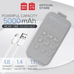 MINISO Power Bank Fast Charging 5000mAh Dengan Memperdaya Powerbank HP Cepat Mini Slim Powerbeng Original Asli Baterai Charger USB Power Beng Supply Fashion Multi-Colors utuk iPhone Samsung Vivo Oppo Android IOS