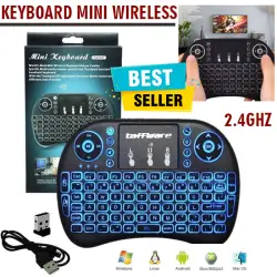 Keyboard Mini Wireless dan Air Mouse RGB 2.4GHz Touch Pad Touchpad Key Board PC USB Kibot Laptop Keybord Komputer Portabel Computer Gaming Smart TV Box X-BOX Tanpa Kabel Handheld Portable Kibor Kecil Murah Bagus Ringan - Black