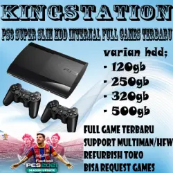 PS3 SUPER SLIM PLAYSTATION HDD INTERNAL BEBAS REQUEST GAMES + 2 STICK