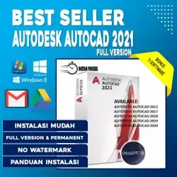 Autodesk AUTOCAD 2021 Full Version| Software Windows Arsitektur Engineering Laptop DVD Grafis