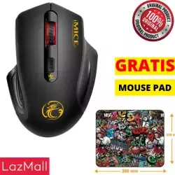 MOUSE GAMING GRATIS MOUSEPAD iMice Ergonomic Wireless Gaming Mouse 2000 DPI Silent Version - G1800 - Black Best Mouse Wireless Bonus Mousepad / Untuk Komputer PC laptop