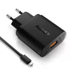 Aukey USB Wall Quick Fast Charge Charger 1 Port EU Plug 18W Qualcomm 2.0 AIPower Battery Baterai Battre HP Handphone Samsung Xiaomi Asus Lenovo Dll