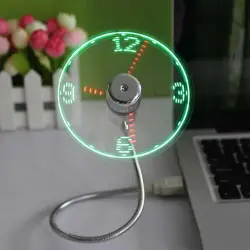 Kreatif Portable Fleksibel USB Clock Fan dengan LED Light Real Tampilan Waktu-Intl