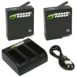 Wasabi Power Battery (2-Pack) & Triple Charger for GoPro HERO5