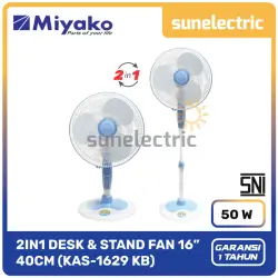 Miyako KAS-1629KB Kipas Angin Berdiri / Meja Stand / Desk Fan 2in 1 16 Inch / 16" / 40 cm KAS 1629KB / KAS1629KB / KAS 1629 KB / KAS-1629 KB - Biru