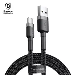 BASEUS ORIGINAL Kabel Data Cafule Type C USB 100CM  Fast Charging Quick Charge 3A for XiaoMi Samsung Oppo Vivo Asus ROG Phone Black Shark One Plus LG Cable Casan Charger Tipe C Ori