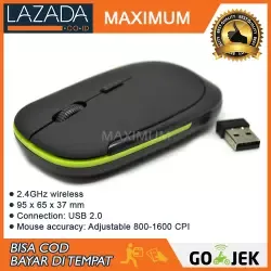 MAX COD - Taffware Wireless Optical Mouse 2.4G USB 2.0 800-1600 CPI Slim Design - Black