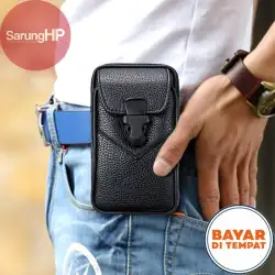 Sarung HP Pinggang Kulit 2HP Resleting Vertikal Ukuran 6,5 Inch (16.5x10 Cm) - Case Casing Kesing Dompet Tas Tempat HP Samsung Vivo Realme Oppo Xiaomi