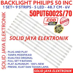 BACKLIGHT TV LED PHILIPS 50 INC 50PUT6002 50PUT6002S 70 50PUT LAMPU BL 5K 6V 50PUT6002S/70 INCH IN 6 VOLT 5 KANCING 5LED 50INCH 50IN 50INC 50PUT6002/70 PHILIPS