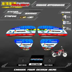 STRIPING VARIASI CB100 - STICKER STRIPING LIST VARIASI HONDA CB100 DESAIN PERTAMINA MANDALIKA TEAM BP.01