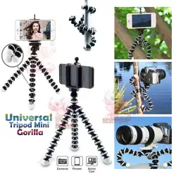 Tripod Kamera Gorilla pod mini + HOLDER U Flexible Mobile Phone Holder GORILLAPOD / Universal Tripod Mini Gorilla Untuk Hp / Tripod Gurita Untuk Hp & Kamera Pocket / Camera Action Tripods Foldable Desktop Stand GORILAPOD TRIPOD GORILA POD - Hitam