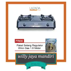 Kompor 2 tungku rinai 302s + Selang Paket Regulator Winn Gas