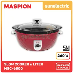 Maspion MSP MSC-6500 Electric Slow Cooker / Pemasak Pelan / Lambat 260 Watt Ceramic / Keramik Pan Kapasitas 6 Liter MSC 6500 / MSC6500