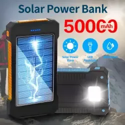 50000 mAh Powerbank Solar Cell Tenaga Matahari Dual USB Flashlight Daya Ponsel/Power Bank Hemat Energi/Power Bank Tenaga Surya