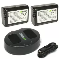 Wasabi Power Battery 2-Pack & Charger for Sony NP-FW50