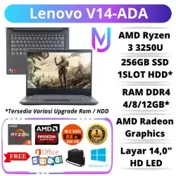 Lenovo Gaming Murah Lenovo V14-ADA AMD Ryzen 3 3250U | 4GB DDR4 | 256GB SSD + Slot HDD | AMD Radeon | 14" HD | Grey | Bonus Tas | Free Install | COD / BAYAR DI TEMPAT