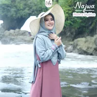 Gamis wanita terbaru Najwa set dress by aden hijab warna Plum Skyblue