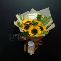 Hand Bouquet/Buket Wisuda Bunga Flanel M - Sunflower (Bunga Matahari)