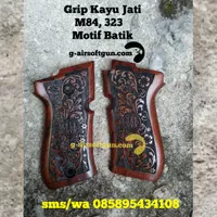 Grip kayu jati motif batik m84, 323, archer, cougar