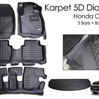 Karpet Mobil Premium 5D Motif Diamond Honda CRV 2017 Full Set Bagasi