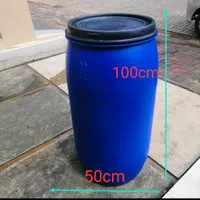 drum plastik biru tong air tempat sampah penyimpanan serbaguna 150L