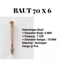 BAUT 6 MM - PANJANG 7 CM - KEPALA RING 10 MM - MUR BAUT 6 X 70