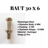 BAUT 6 MM - PANJANG 3 CM - KEPALA RING 10 MM - MUR BAU 6 X 30