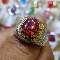 Cincin Titanium Tanam Batu Kalimaya Australia Merah Full Jarong Super