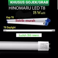 Hinomaru Kap Balok LED T8 TL Neon + Lampu 18w 18 Watt Putih SNI Set