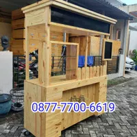 gerobak kayu / gerobak kayu / booth kayu jati 120 x 60 x 180