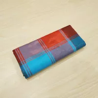 Sarung Bugis Kotak Genggang Merah Biru - Tenun Sengkang KGC-102 - Belum dijahit
