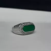 cincin batu GREEN JADE (giok) model MELINTANG