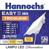 Lampu Ceiling Petak LED Tanam Plafon 3 Watt Hannochs Easy Tricolour