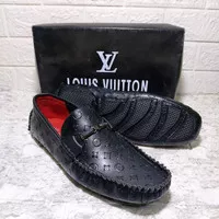 sepatu pansus pria lv 5666 black loafers shoes
