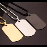 Kalung Pria Cowok Titanium 316L Liontin Dogtag Tentara