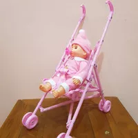 Mainan Dorongan Bayi Ada Suara - Mainan Dorongan Stroller Boneka Bayi