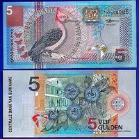 Uang Kertas Suriname Seri Burung 5 Gulden Tahun 2000