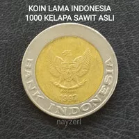 KOIN KUNO 1000 RUPIAH KELAPA SAWIT 1997 UANG LOGAM LAMA INDONESIA ASLI