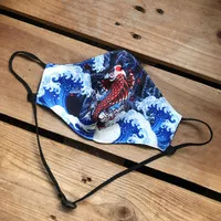 Masker scuba premium oriental koi tattoo + adjusted strap (custom)