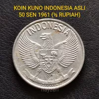 KOIN KUNO 50 SEN 1961 UANG LOGAM LAMA SETENGAH RUPIAH INDONESIA ASLI